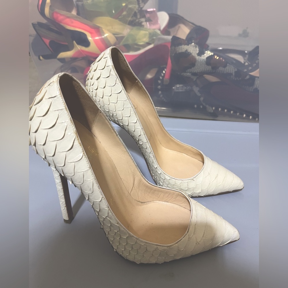 Christian Louboutin White Python leather pigalles size 35.5